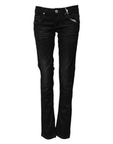 Acht Black Cotton Slim Fit Low Waist Denim Jeans
