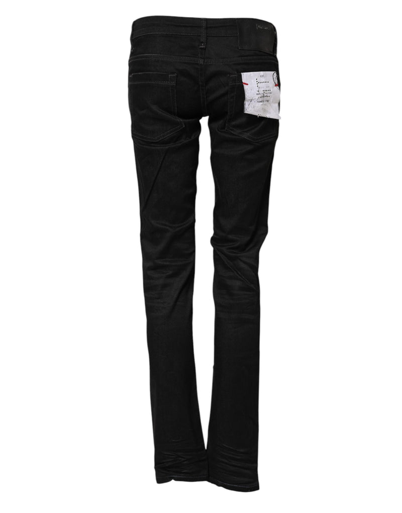 Acht Black Cotton Slim Fit Low Waist Denim Jeans