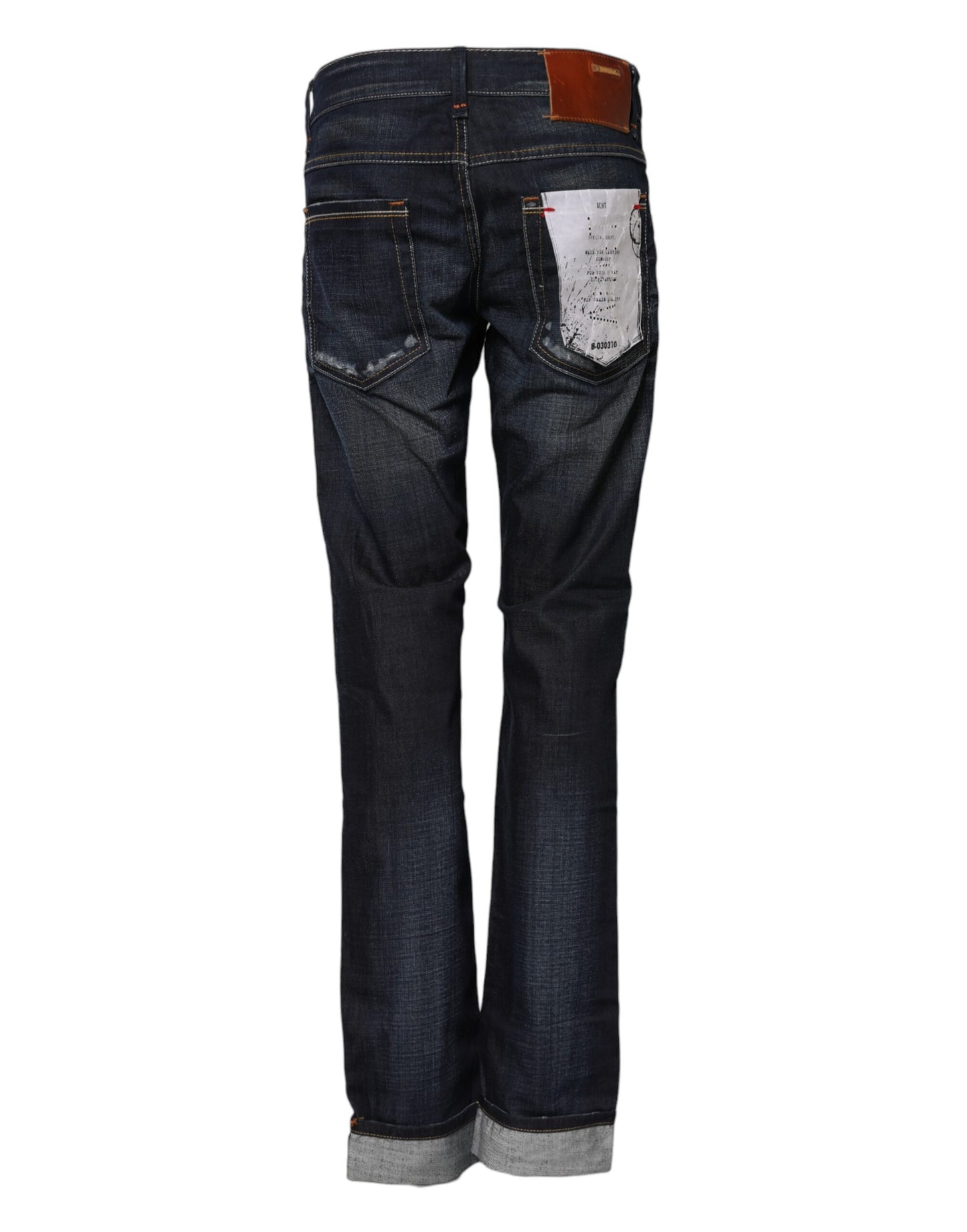 Jeans en coton délavé bleu à taille mi-hauteur et jambes évasées Acht