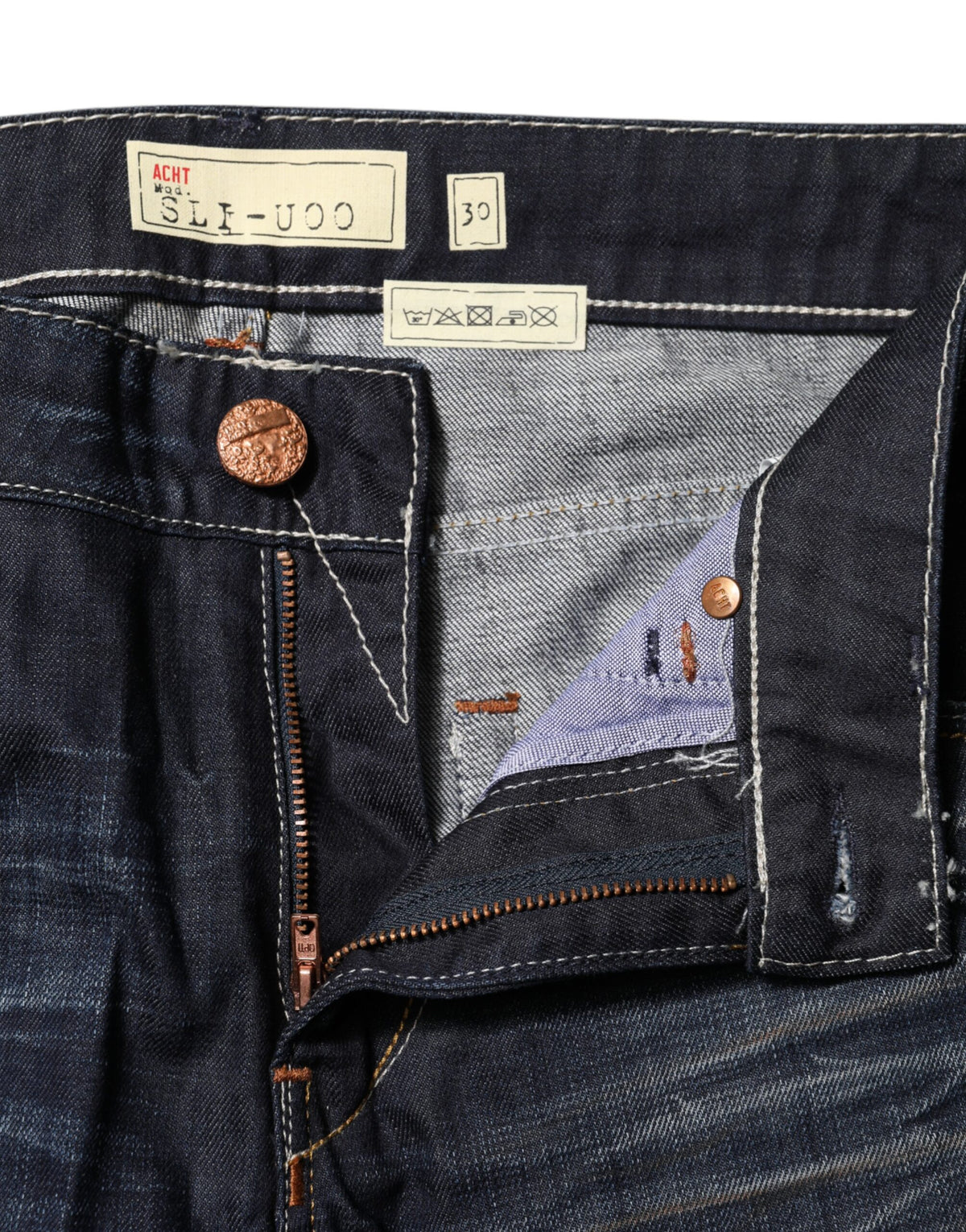 Acht Jeans Femme Flared en Denim Coton Lavé Bleu