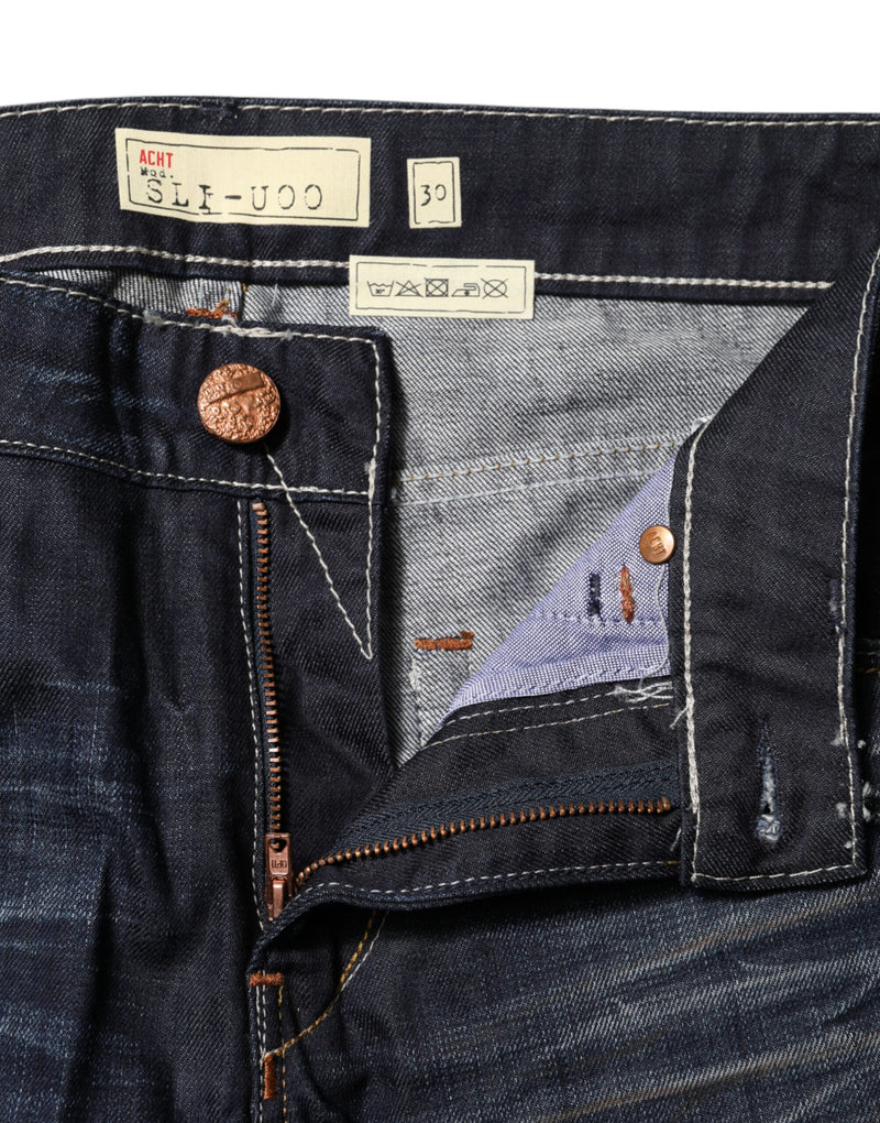 Acht Jeans Femme Flared en Denim Coton Lavé Bleu