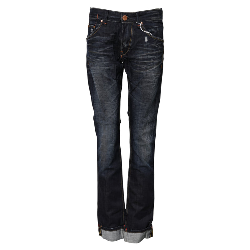 Acht Jeans Femme Flared en Denim Coton Lavé Bleu