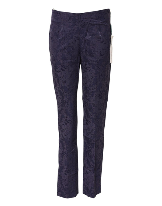 Pantalon taille haute en jacquard violet de BENCIVENGA