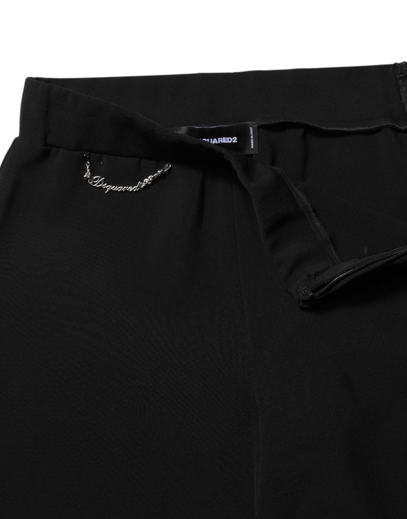 Pantalons Évasés Taille Haute Noirs Dsquared² en Polyester