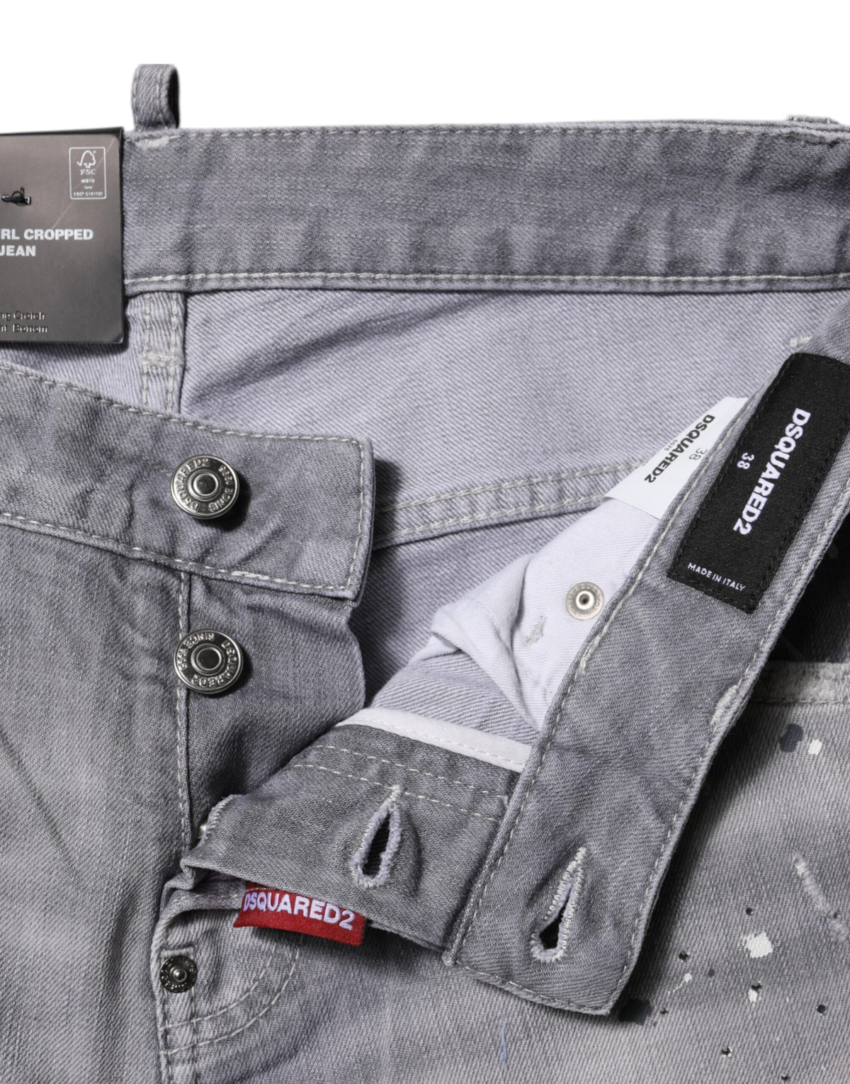 Dsquared² Jeans Grises Tapered Taille Mi-haute