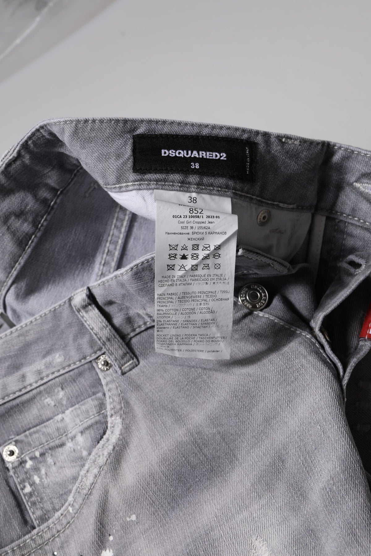 Dsquared² Jeans Grises Tapered Taille Mi-haute