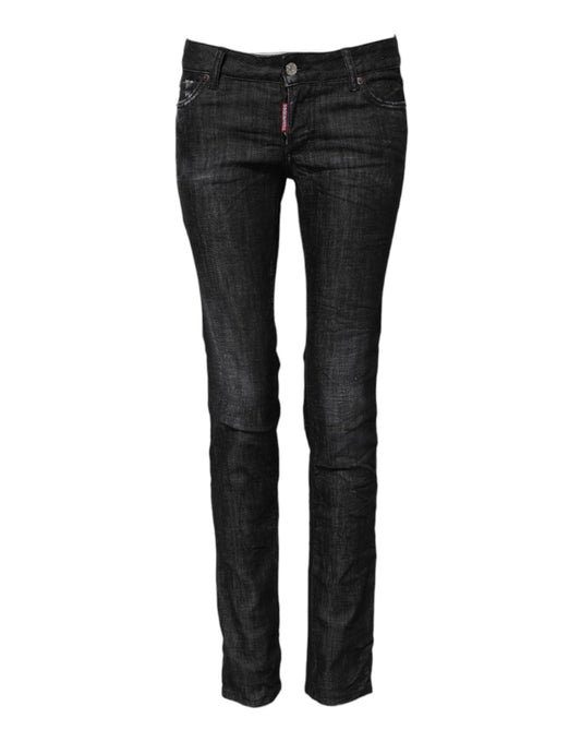 Jeans skinny en coton noir à taille basse de Dsquared²