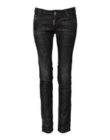 Dsquared² Jeans Skinny Noir en Coton à Taille Basse