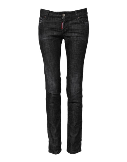 Jeans skinny en coton noir à taille basse de Dsquared²