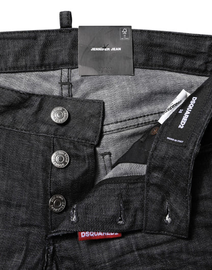 Jeans skinny en coton noir à taille basse de Dsquared²