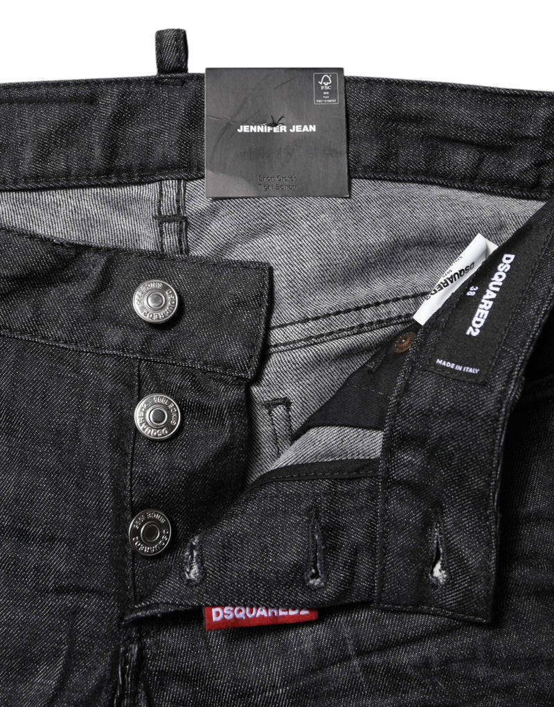 Dsquared² Jeans Skinny Noir en Coton à Taille Basse