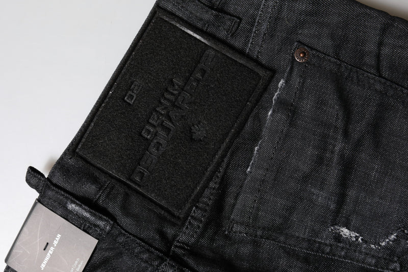 Dsquared² Jeans Skinny Noir en Coton à Taille Basse