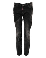 Dsquared² Jeans Denim Noir Lavé Taille Mi-Haute Tapered