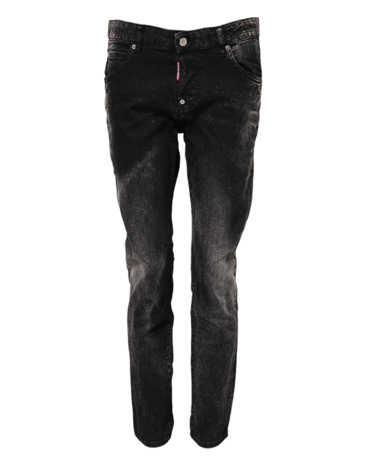 Dsquared² Jeans Denim Noir Lavé Taille Mi-Haute Tapered