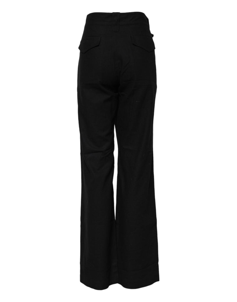 Pantalon droit taille haute noir Ermanno Scervino