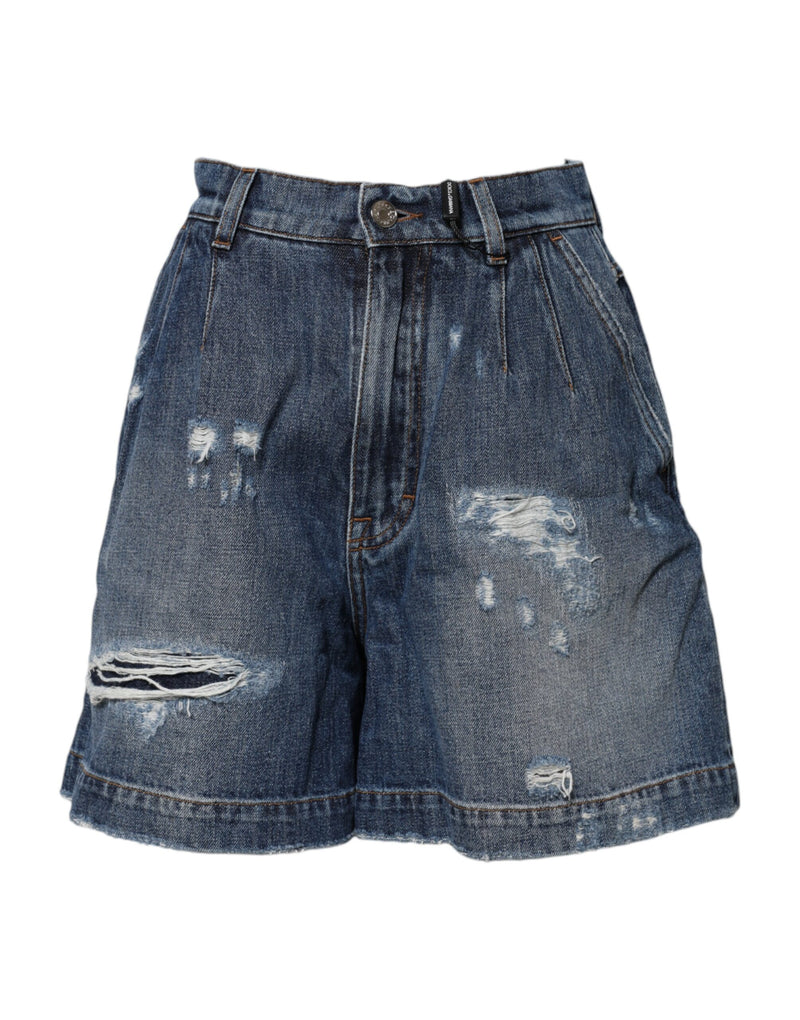 Dolce & Gabbana Bermuda Shorts en Denim Tissé Bleu