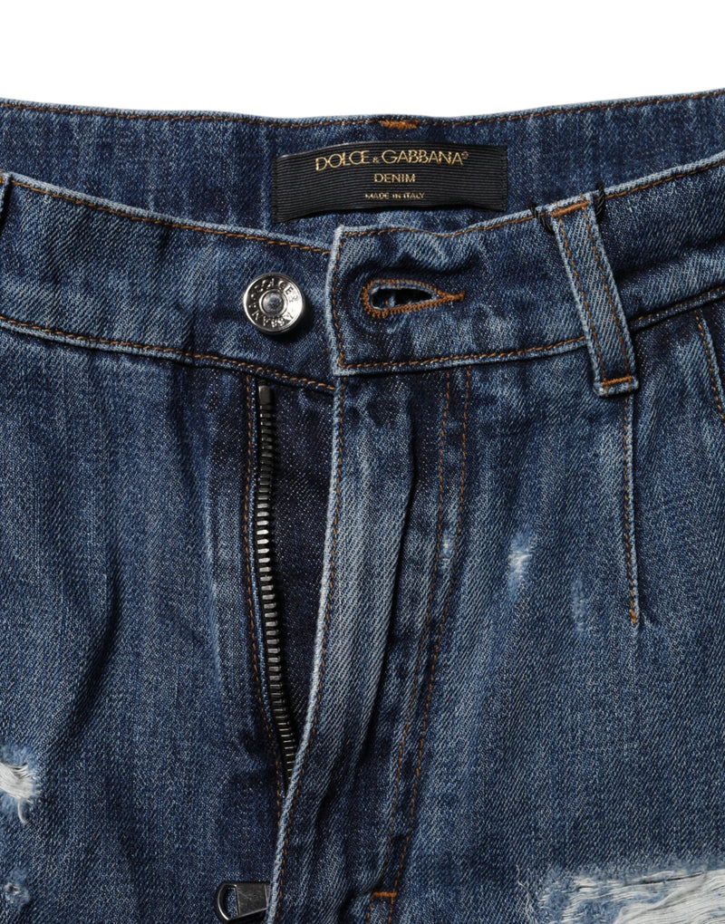 Dolce & Gabbana Bermuda Shorts en Denim Tissé Bleu