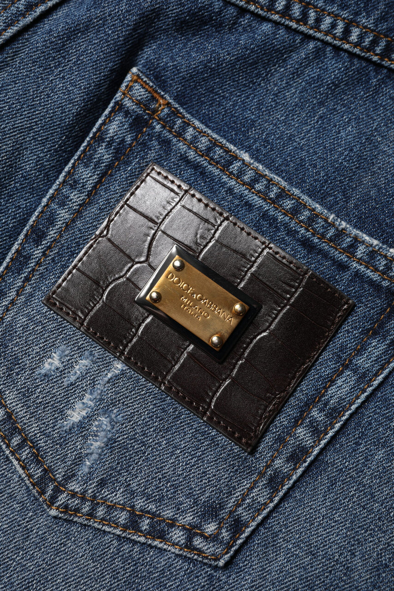 Dolce & Gabbana Bermuda Shorts en Denim Tissé Bleu