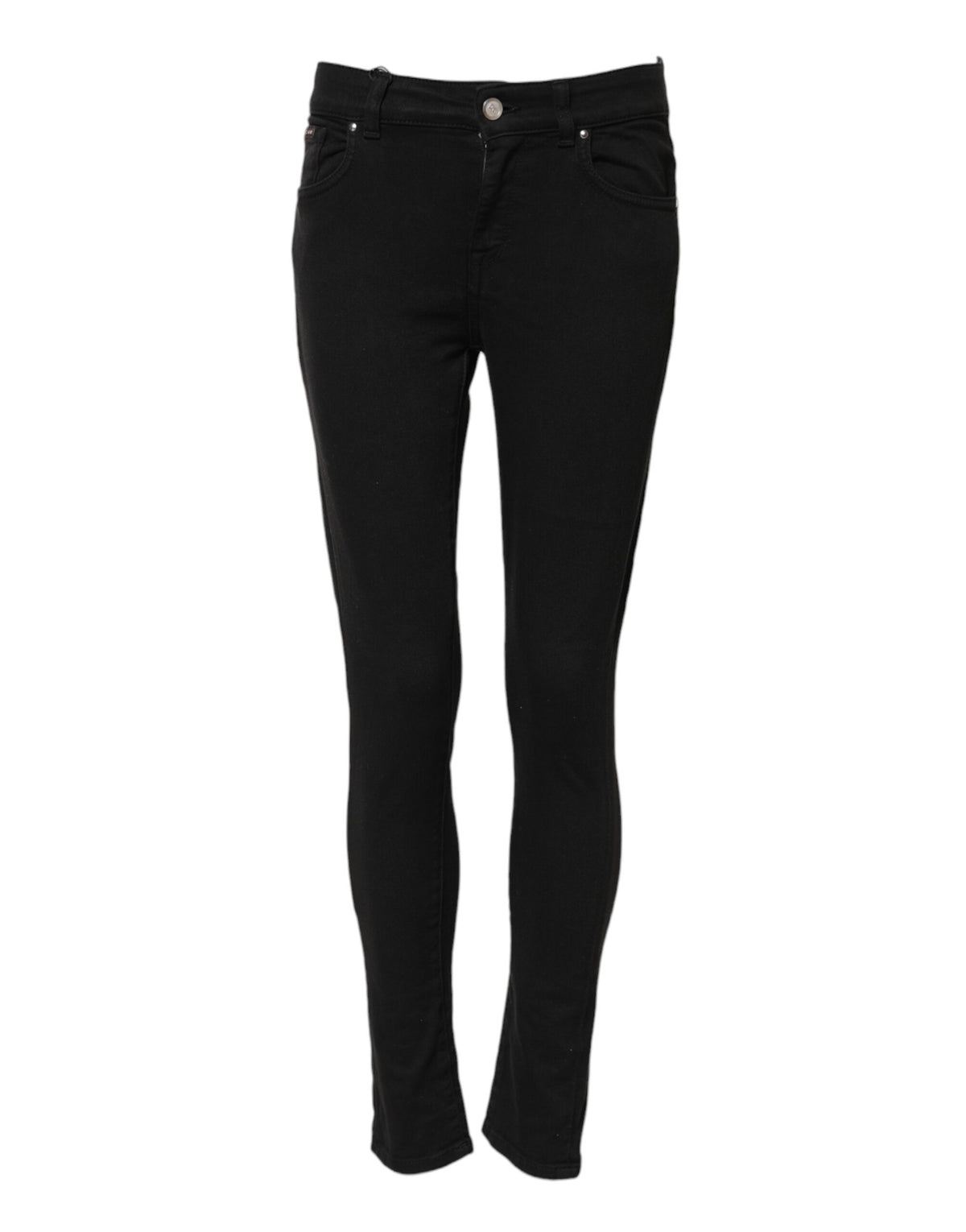 Dolce & Gabbana Jean Skinny Noir en Coton Mi-Taille