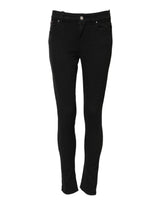 Dolce & Gabbana Jean Skinny Noir en Coton Mi-Taille