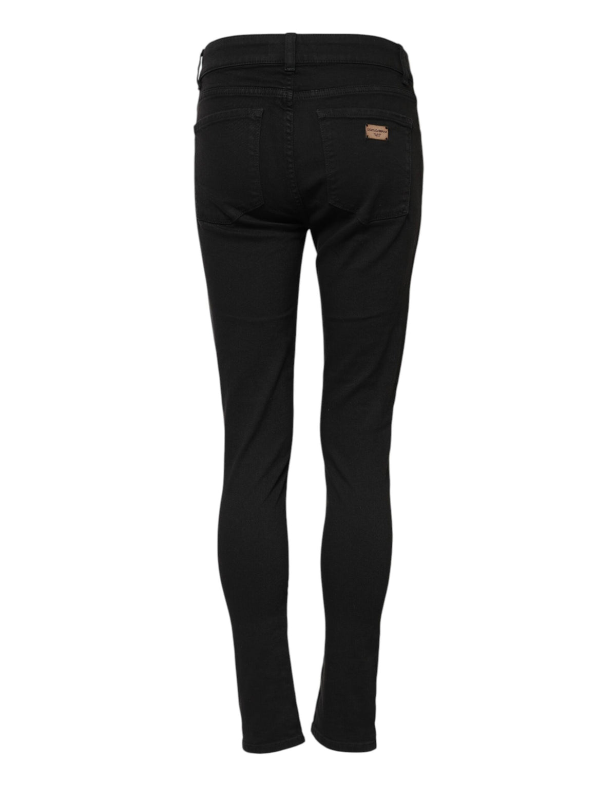 Dolce & Gabbana Jean Skinny Noir en Coton Mi-Taille