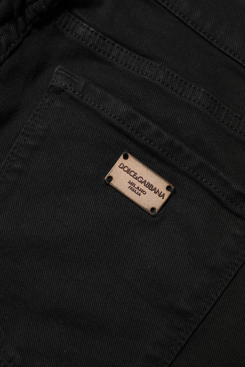 Dolce & Gabbana Jean Skinny Noir en Coton Mi-Taille