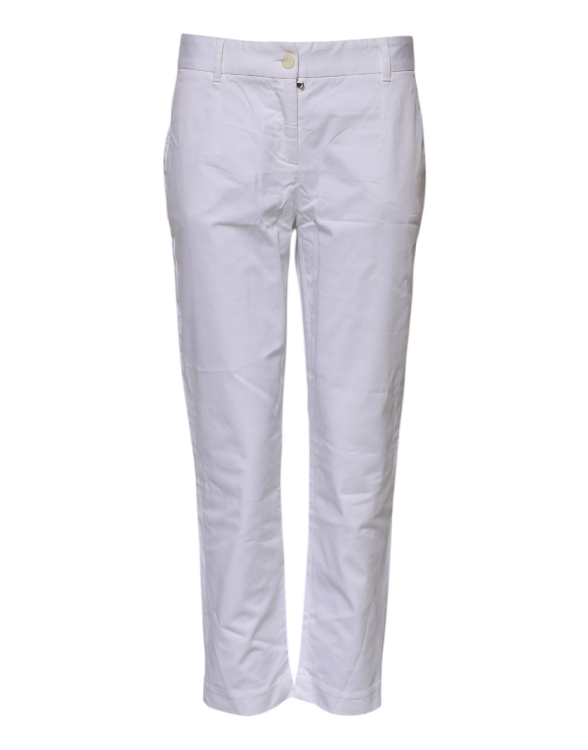 Dolce & Gabbana Jeans Femme Blanc en Coton Élastique Taille Mi-Haute