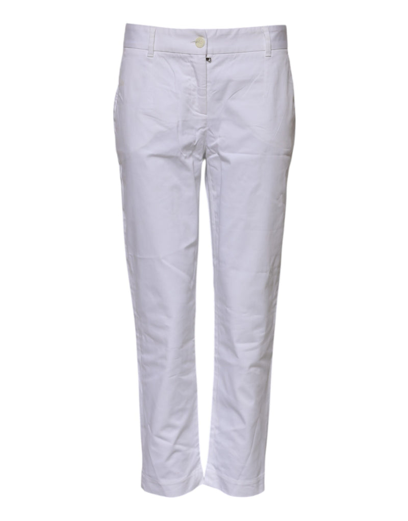 Dolce & Gabbana Jeans Femme Blanc en Coton Élastique Taille Mi-Haute