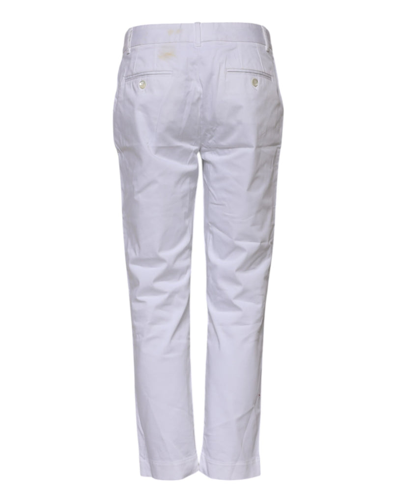 Dolce & Gabbana Jeans Femme Blanc en Coton Élastique Taille Mi-Haute