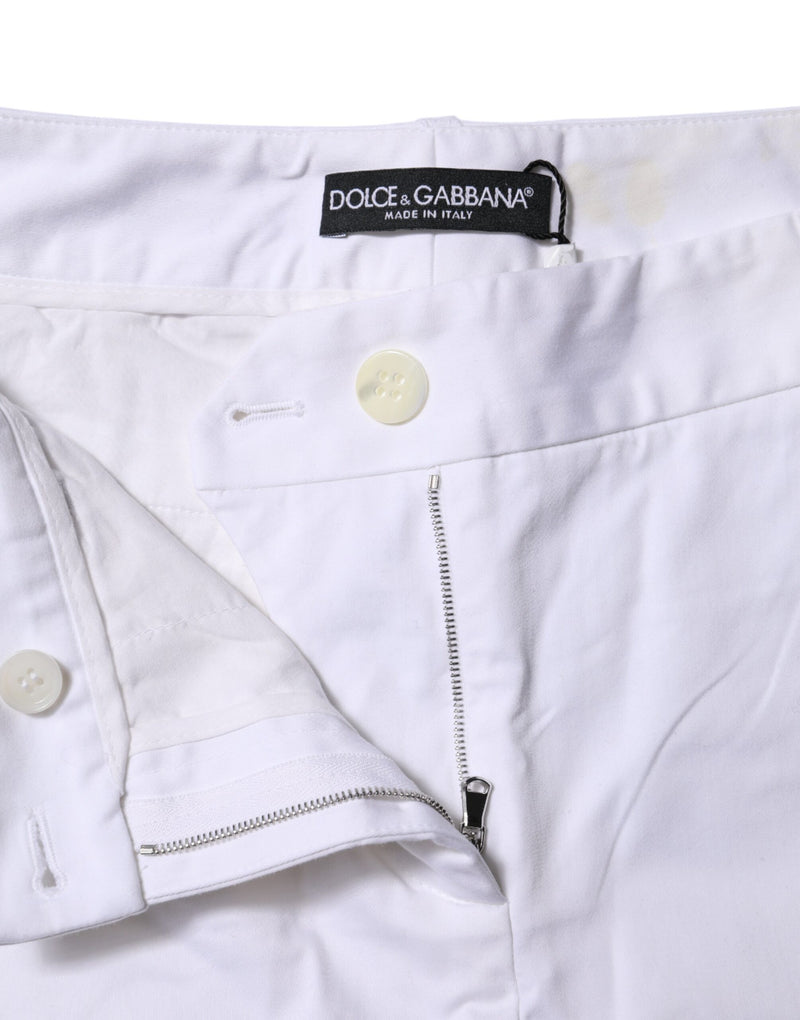 Dolce & Gabbana Jeans Femme Blanc en Coton Élastique Taille Mi-Haute