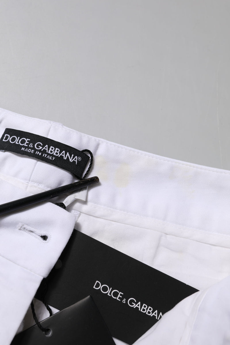 Dolce & Gabbana Jeans Femme Blanc en Coton Élastique Taille Mi-Haute
