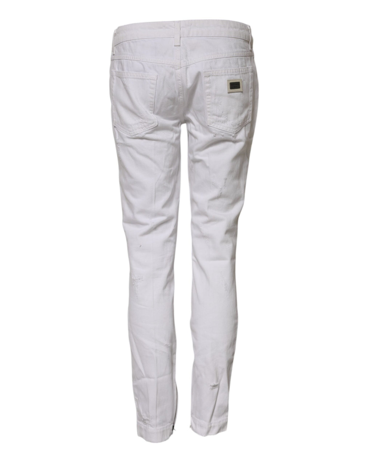 Dolce & Gabbana Jeans Femme Blanc en Coton Mi-Taille