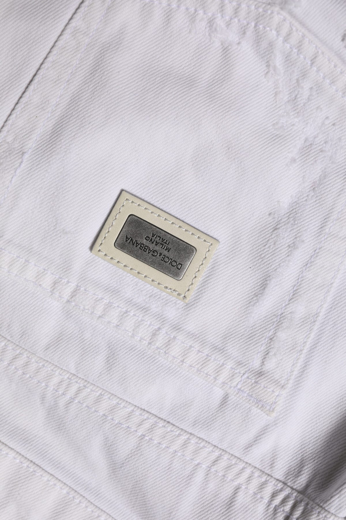 Dolce & Gabbana Jeans Femme Blanc en Coton Mi-Taille