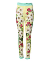 Dolce & Gabbana Pantalons Leggings Floraux en Soie Jaune