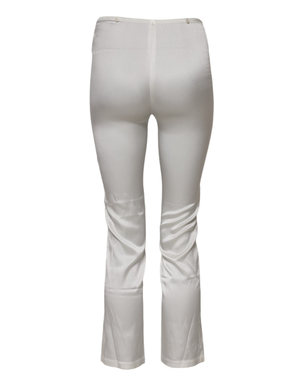Dolce & Gabbana Pantalon Tapered Taille Haute en Soie Ivoire