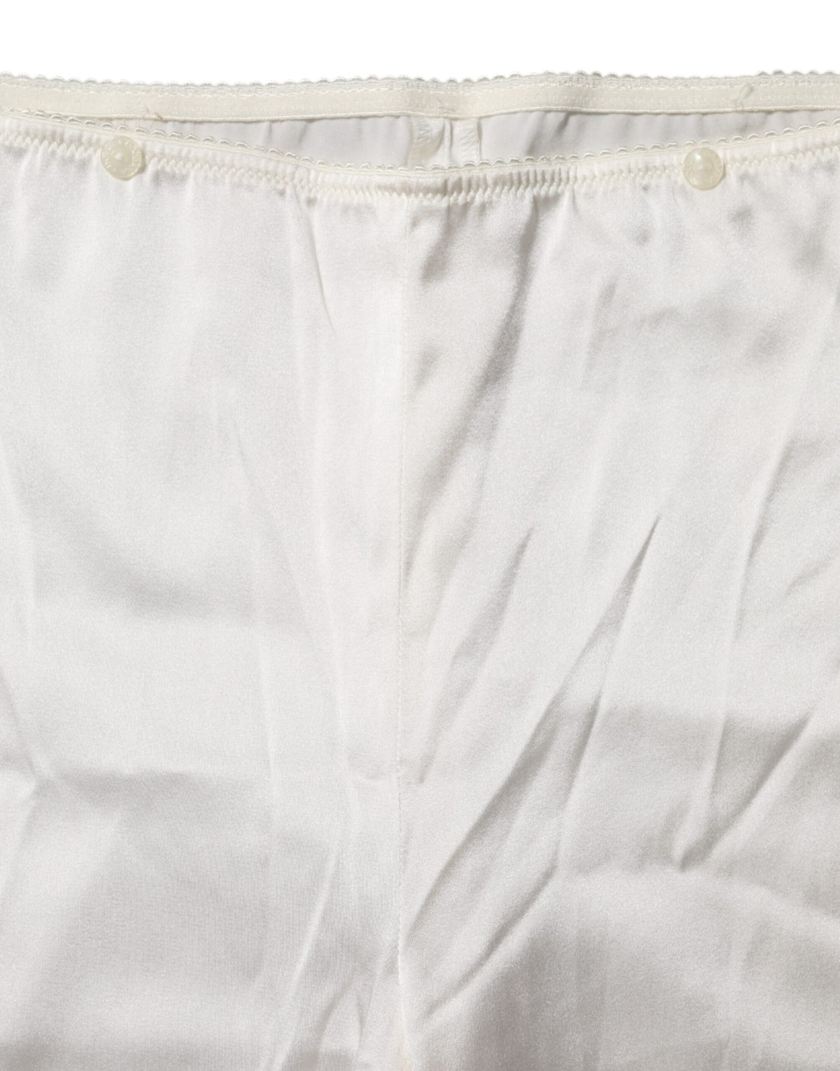 Pantalon Tapered Taille Haute en Soie Ivoire Dolce & Gabbana