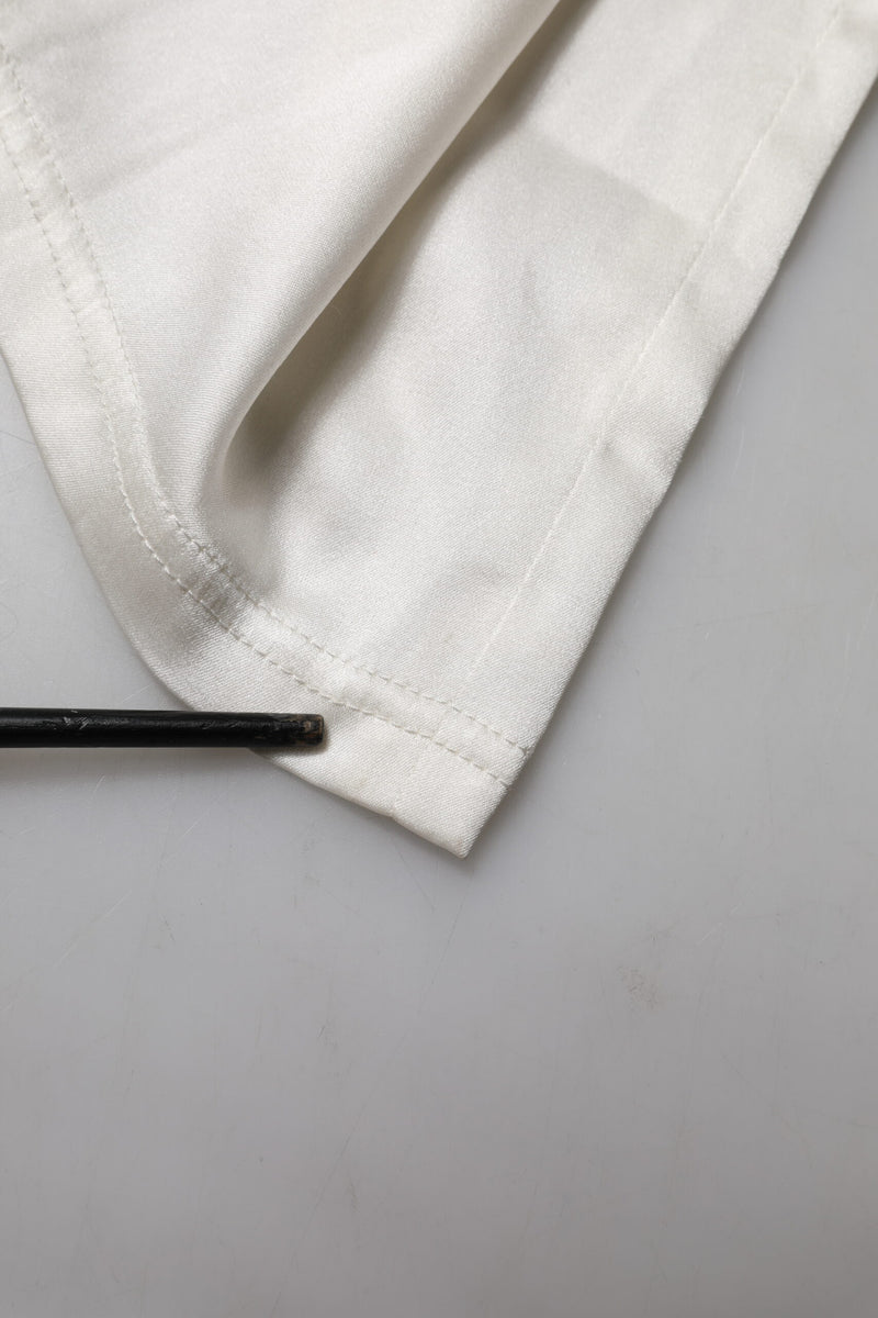 Dolce & Gabbana Pantalons Tapered Hauts en Soie Ivoire