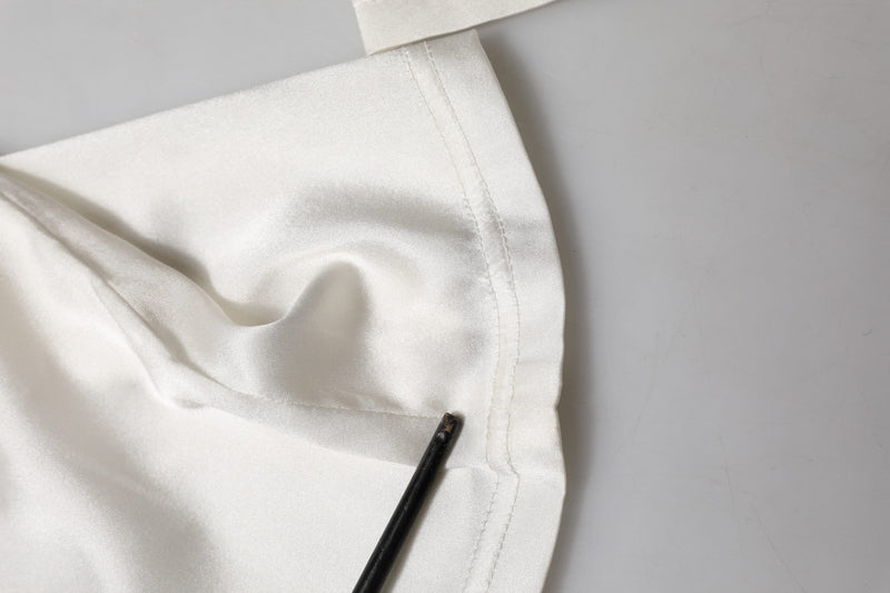 Dolce & Gabbana Pantalons Tapered Hauts en Soie Ivoire