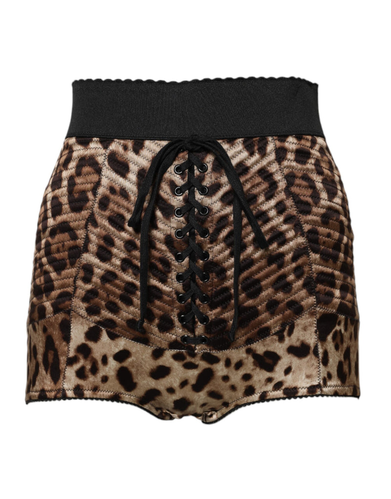 Dolce & Gabbana Brown Leopard High Waist Hot Pants