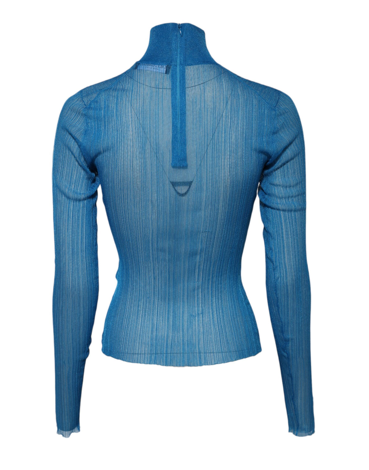 Dolce & Gabbana Turtleneck Top en Polyester Transparent Bleu