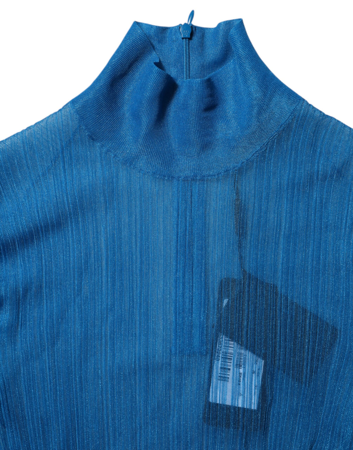 Dolce & Gabbana Turtleneck Top en Polyester Transparent Bleu