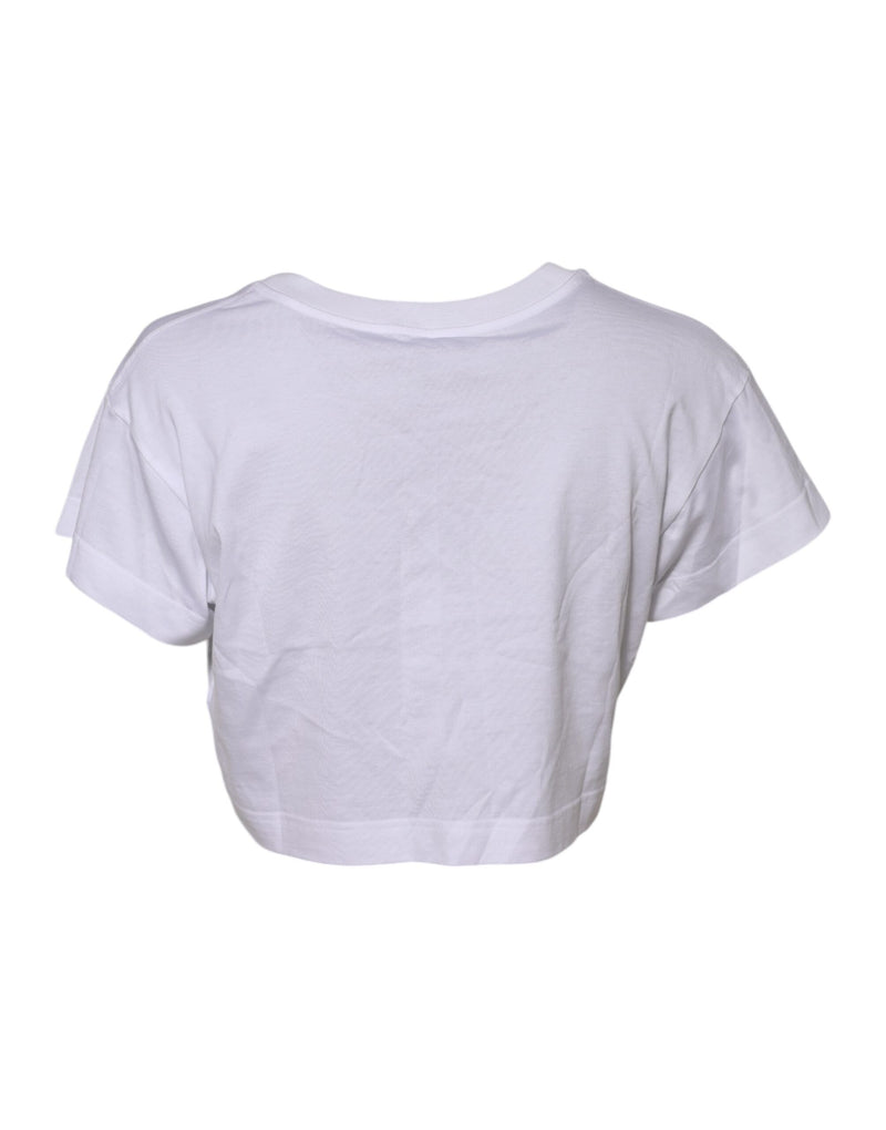 T-shirt cropped Dolce & Gabbana en dentelle florale blanche DG