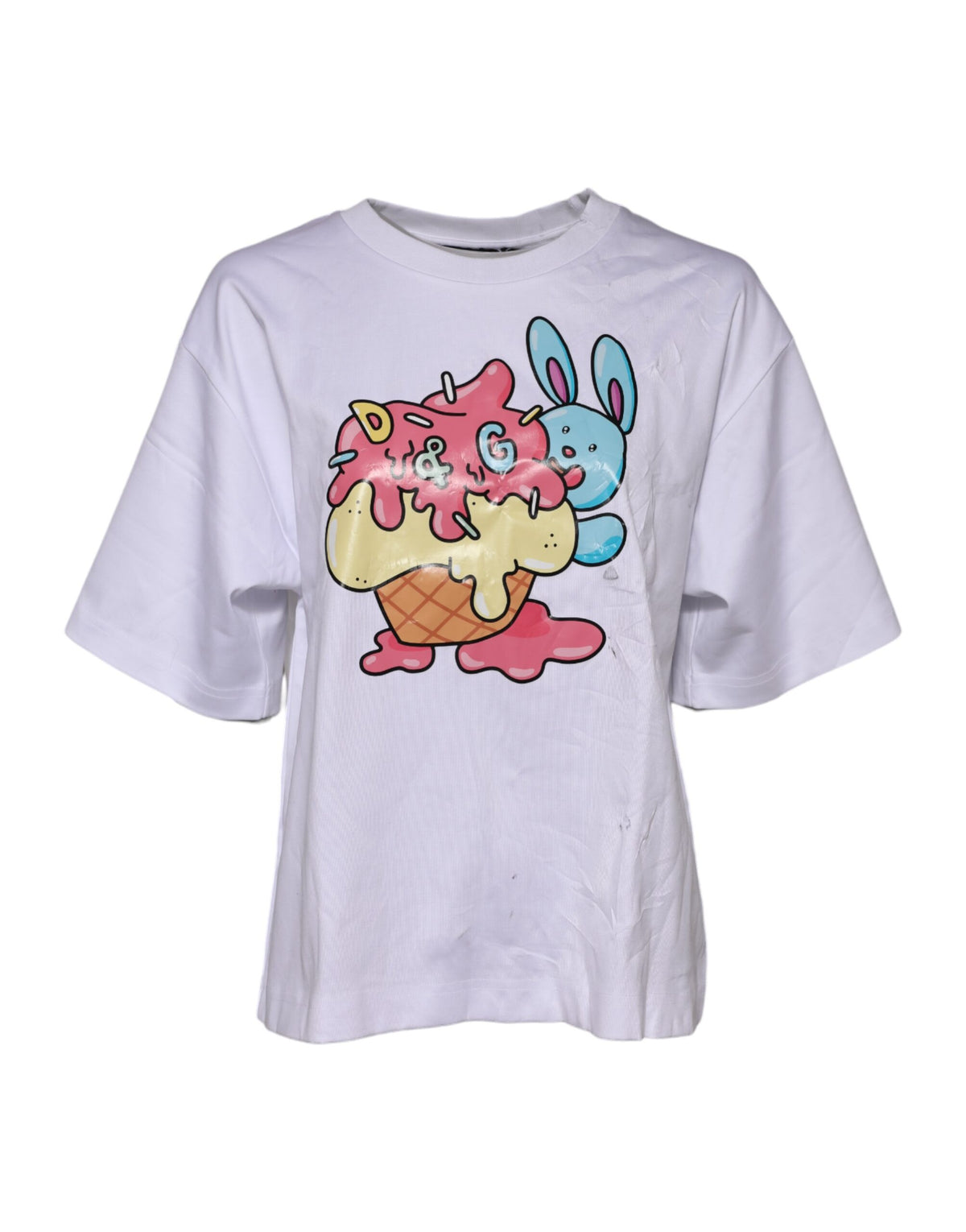 T-shirt Dolce & Gabbana en coton blanc avec imprimé graphique