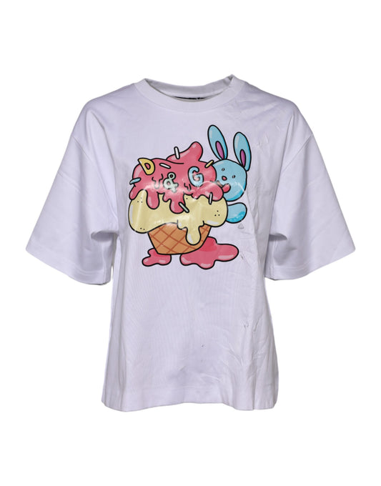 Dolce & Gabbana T-shirt en coton blanc avec imprimé graphique