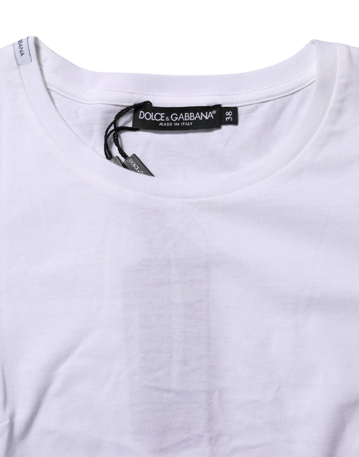 Dolce & Gabbana T-shirt Blanc en Coton à Manches Courtes