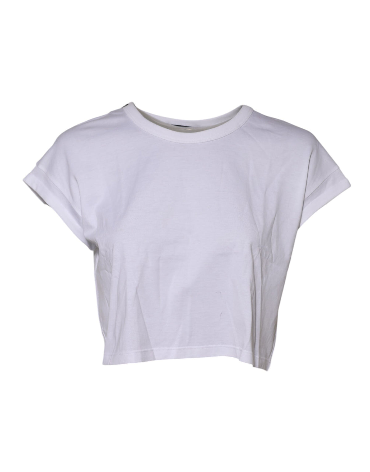 Dolce & Gabbana T-shirt Cropped en Coton Blanc à Manches Courtes