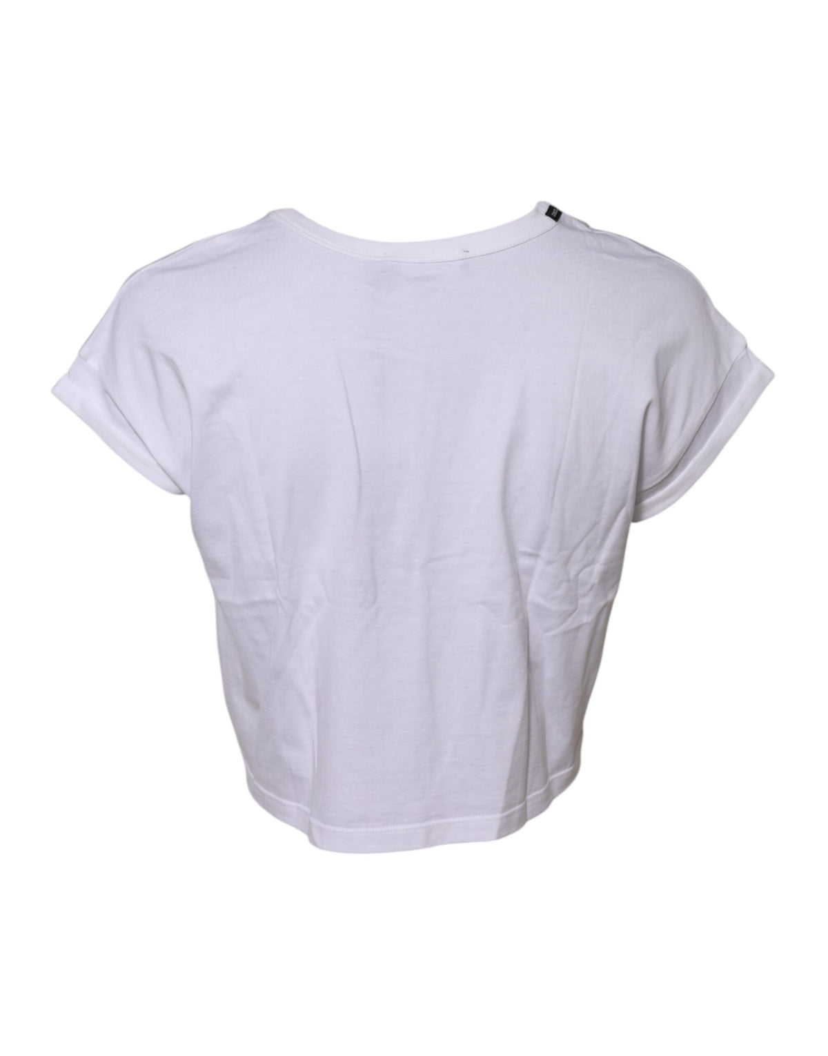 Dolce & Gabbana T-shirt Cropped en Coton Blanc à Manches Courtes