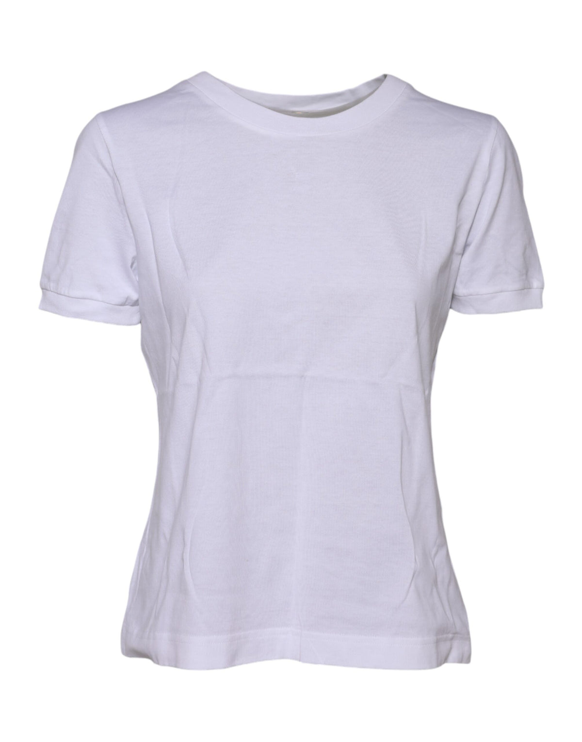 Dolce & Gabbana T-shirt Blanc en Coton à Col Rond et Manches Courtes