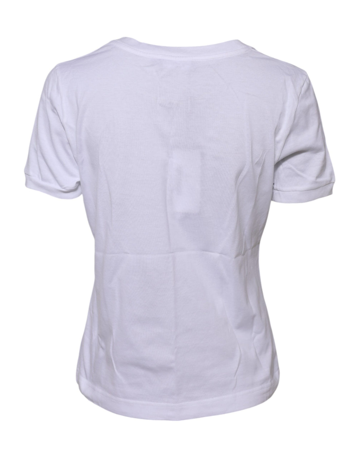 Dolce & Gabbana T-shirt Blanc en Coton à Col Rond et Manches Courtes