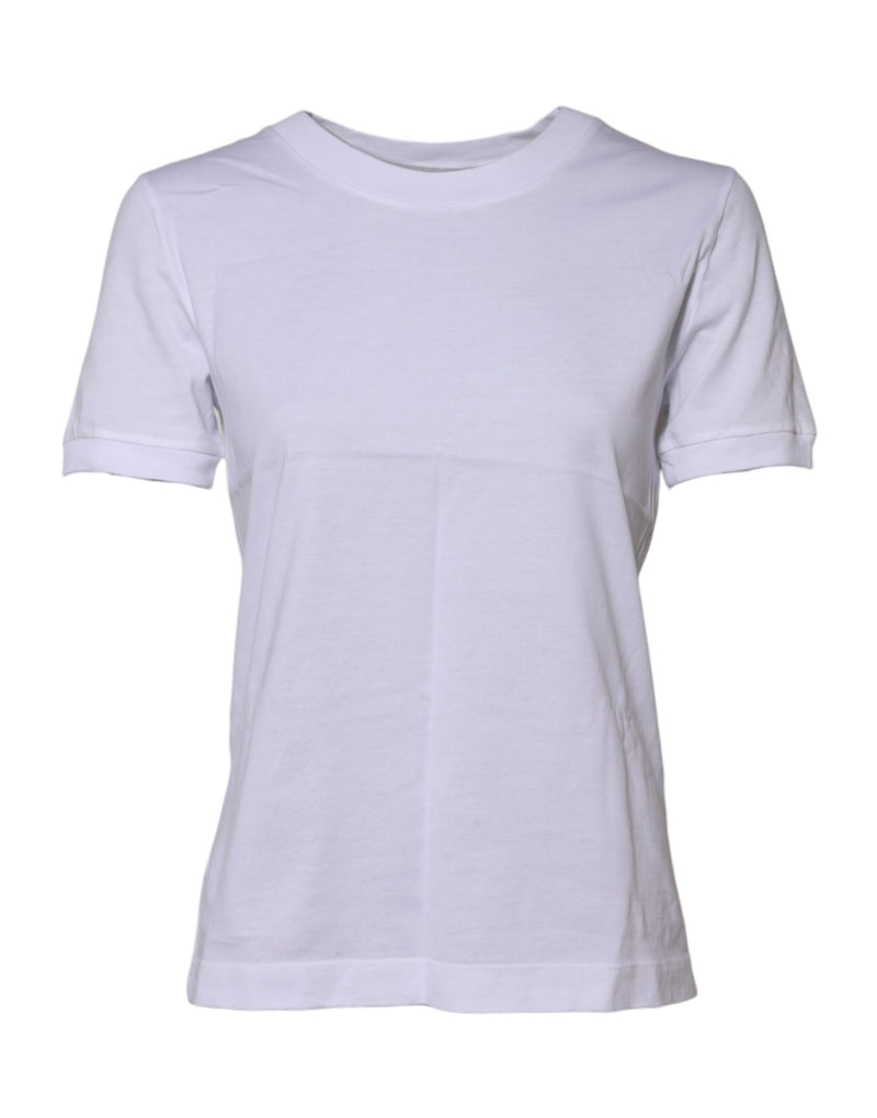 Dolce & Gabbana T-shirt Femme en Coton Blanc à Col Rond